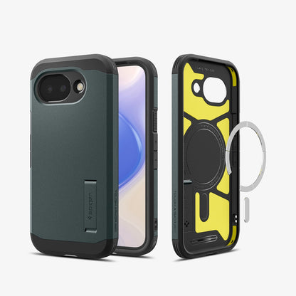 ACS11282 - Pixel 10a Tough Armor (Mag Fit) in Abyss Green showing the back, front and inside