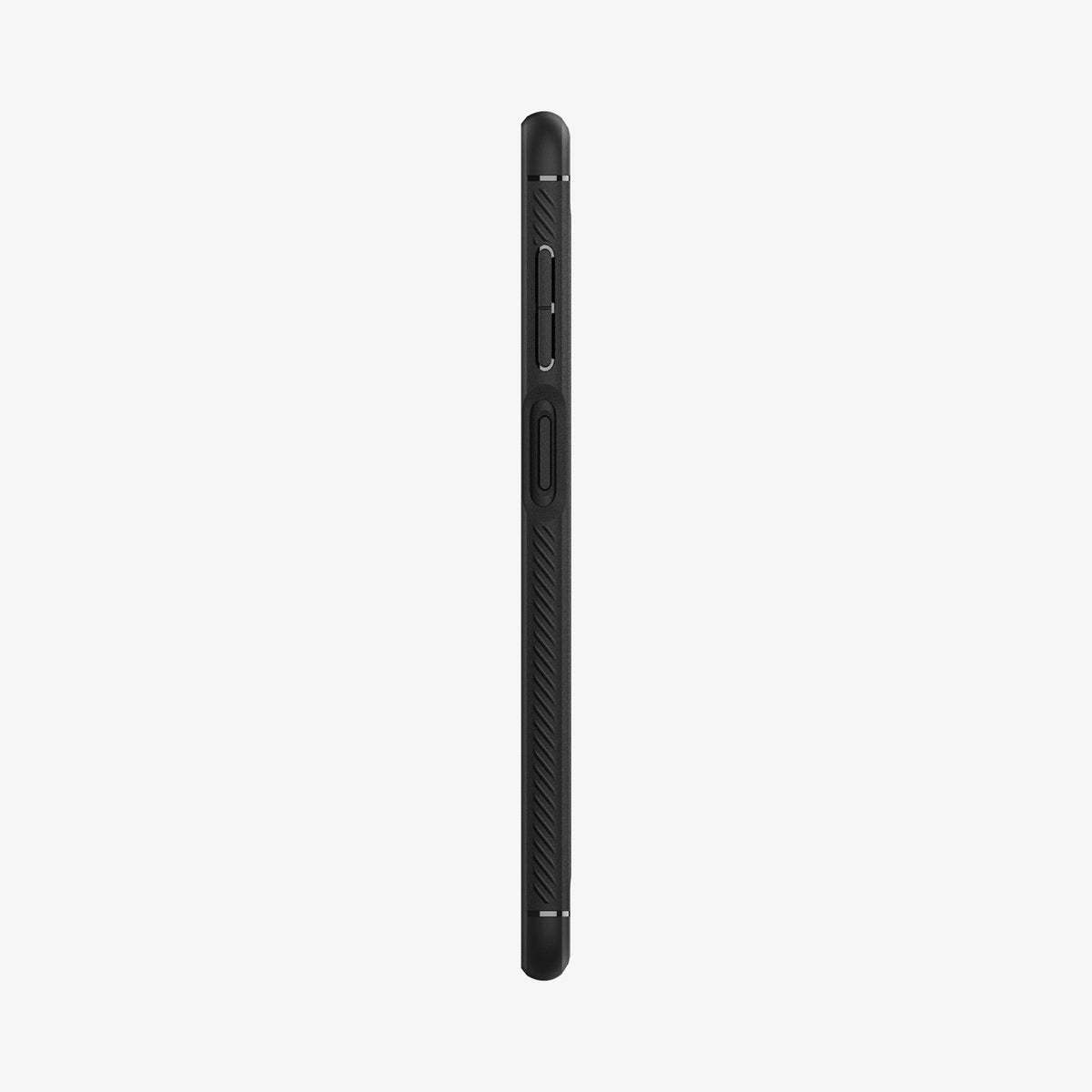 ACS02786 - Galaxy A12 Case Rugged Armor in Matte Black showing the side with side buttons