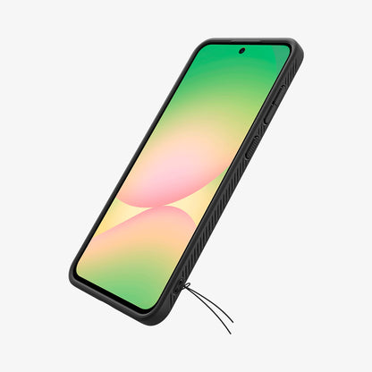ACS09291 - Galaxy A56 5G Case Liquid Air in Matte Black showing the front, partial side with lanyard cutout