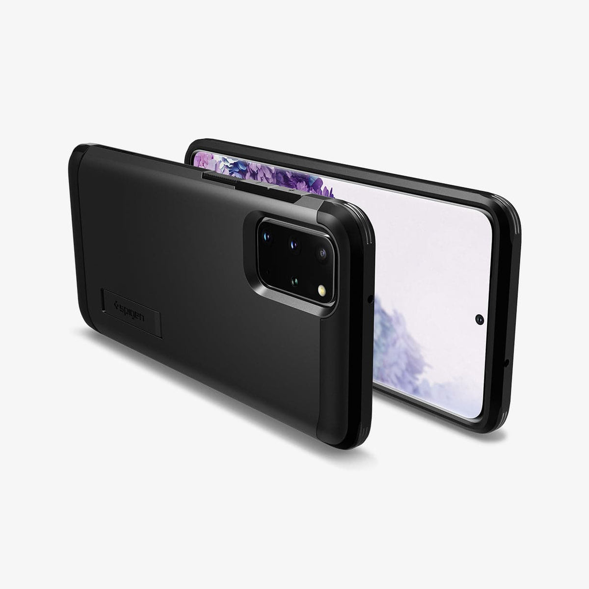 ACS00757 - Galaxy S20 Plus Tough Armor Case in black showing the back, front and sides