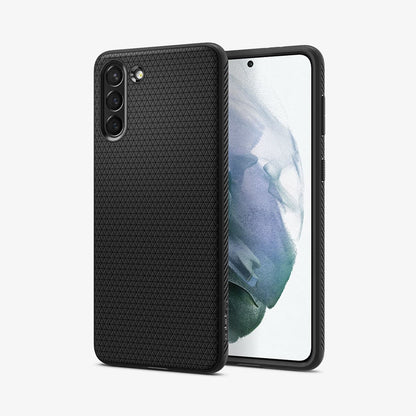 ACS02422 - Galaxy S21 Liquid Air Case in matte black showing the back and front