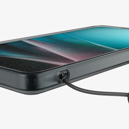 ACS11031 - Galaxy S26 Ultra Case Ultra Hybrid Space Crystal showing the side with device and strap in the phone