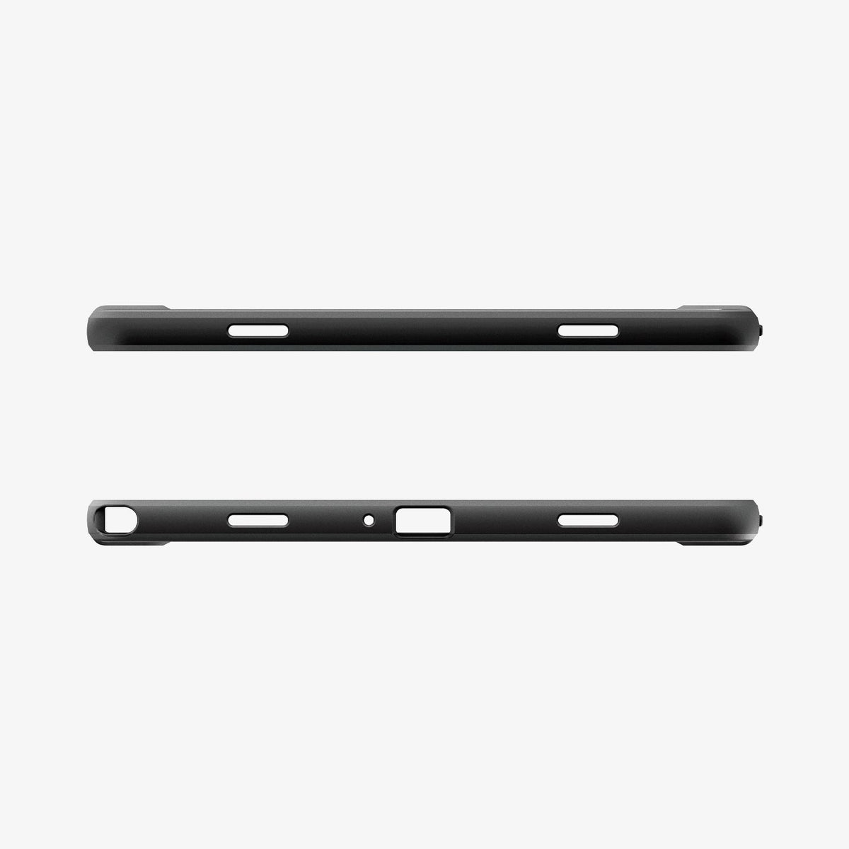 ACS10463 - Galaxy Tab A11+ Rugged Armor in Matte Black showing the top and bottom with precise cutouts