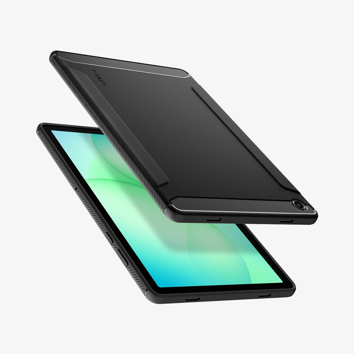 ACS10463 - Galaxy Tab A11+ Rugged Armor in Matte Black showing front and back