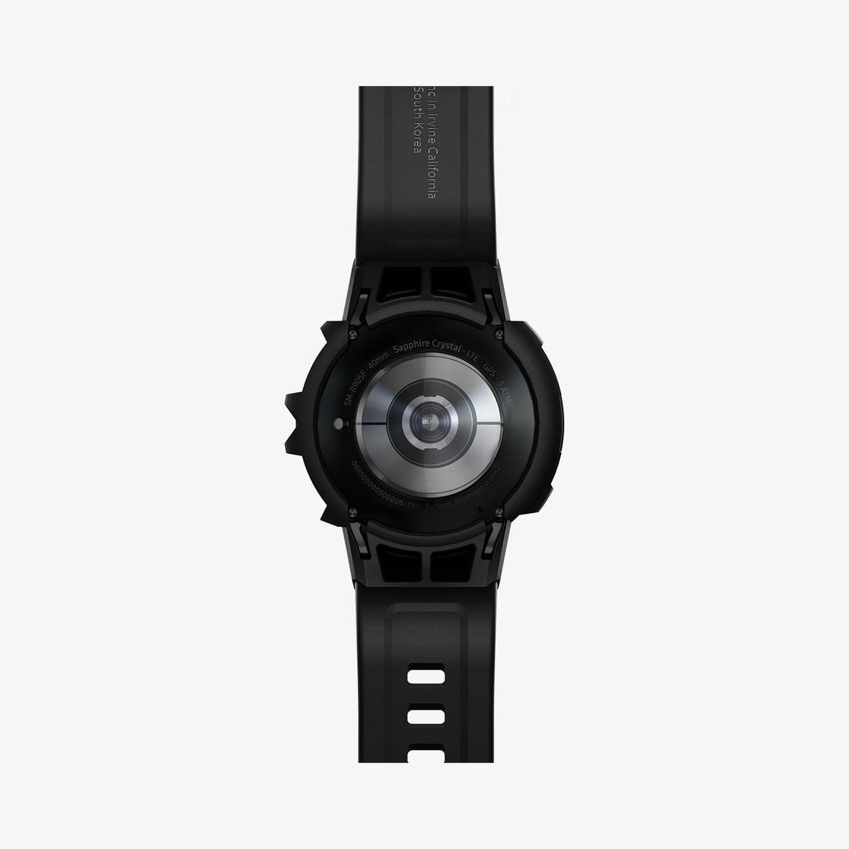 ACS03831 - Galaxy Watch 5/4 (40mm) Case Rugged Armor Pro in black showing the back with watch band laid out flat