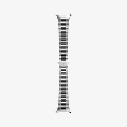 AMP08823 - Watch Ultra (47mm) Modern Fit 316L Band in Silver showing the sides of the watch strap laid out flat