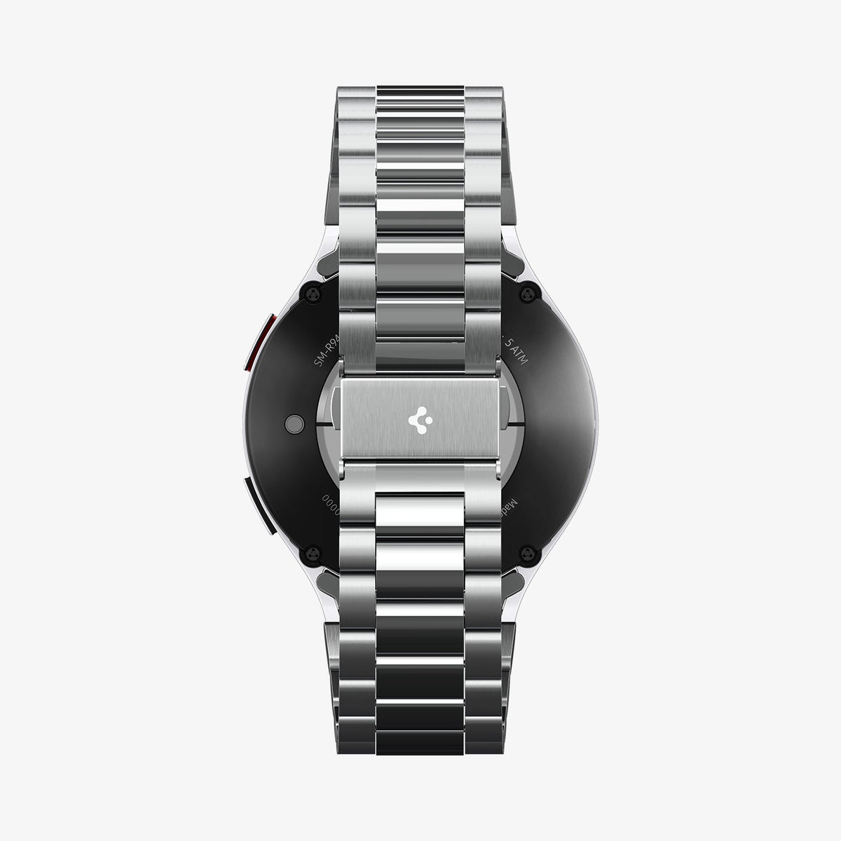 AMP06498 - Watch 6 (44mm) Modern Fit 316L Band in Silver showing the partial back and bottom