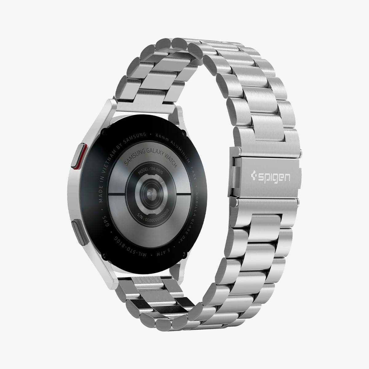 600WB24981 - Galaxy Watch Band (22mm) Modern Fit in silver showing the back and inside of band