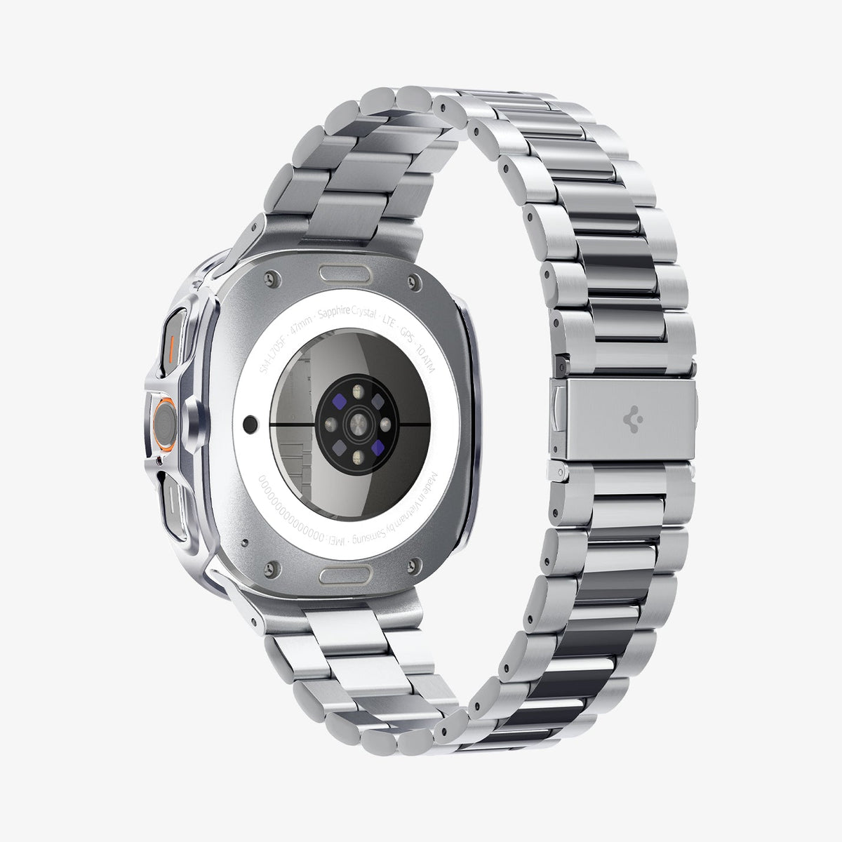 ACS08828 - Watch Ultra (47mm) Case Bezel Tune Pro in Silver showing the back, partial inner side and bottom