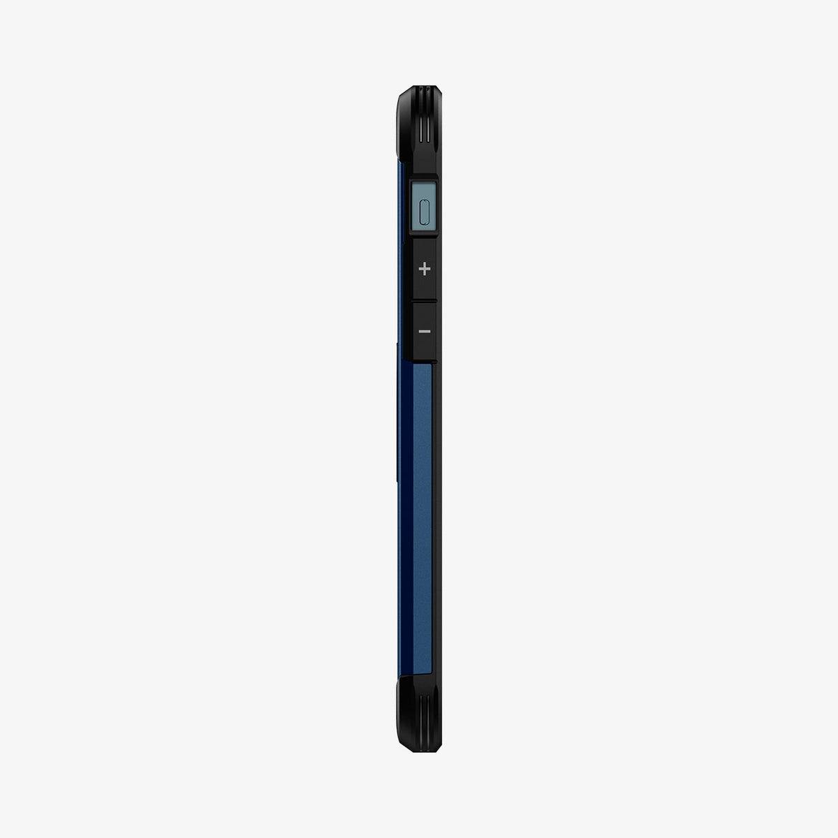 ACS02298 - iPhone 12 / iPhone 12 Pro Case Tough Armor in navy blue showing the side with volume controls
