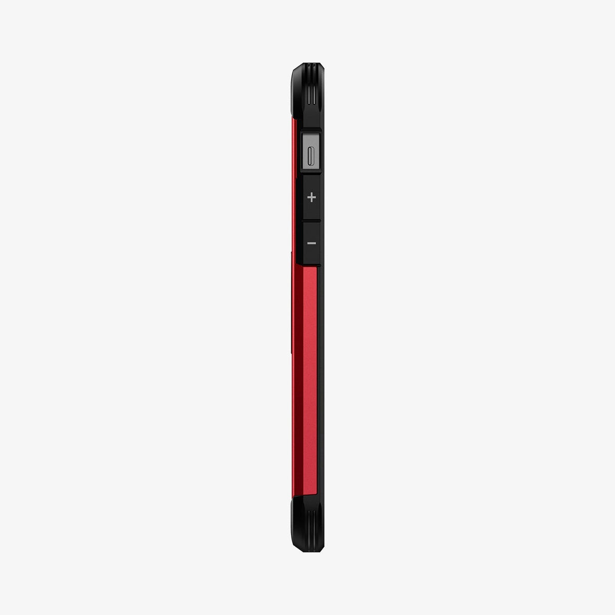 ACS02253 - iPhone 12 / iPhone 12 Pro Case Tough Armor in red showing the side with volume controls