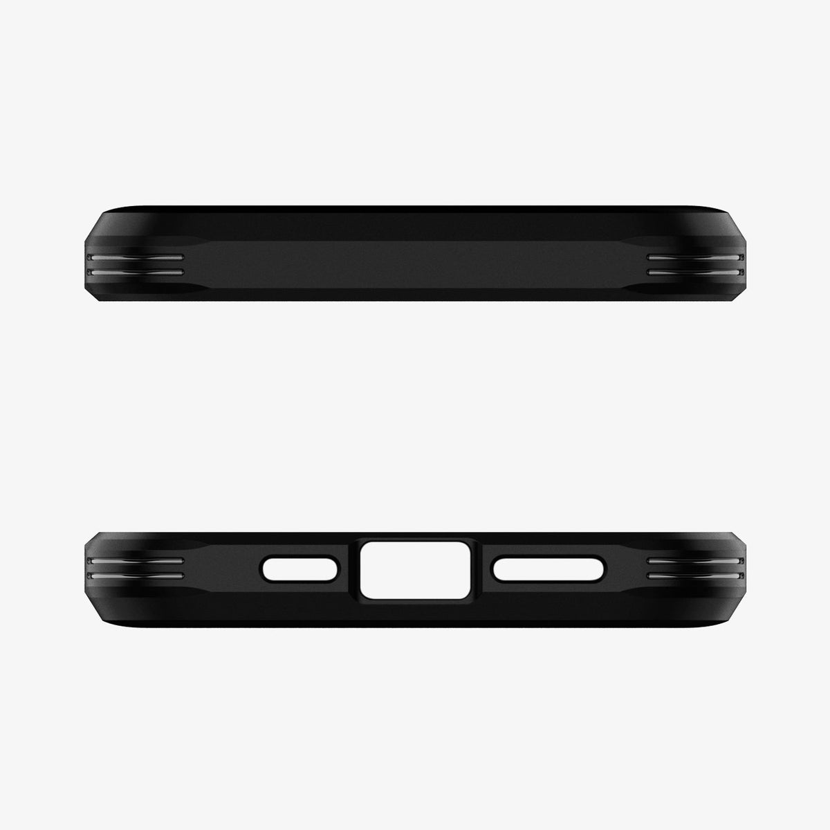 ACS01626 - iPhone 12 Pro Max Case Tough Armor in black showing the top and bottom with precise cutouts