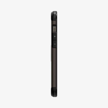 ACS01625 - iPhone 12 Pro Max Case Tough Armor in gunmetal showing the side with volume controls
