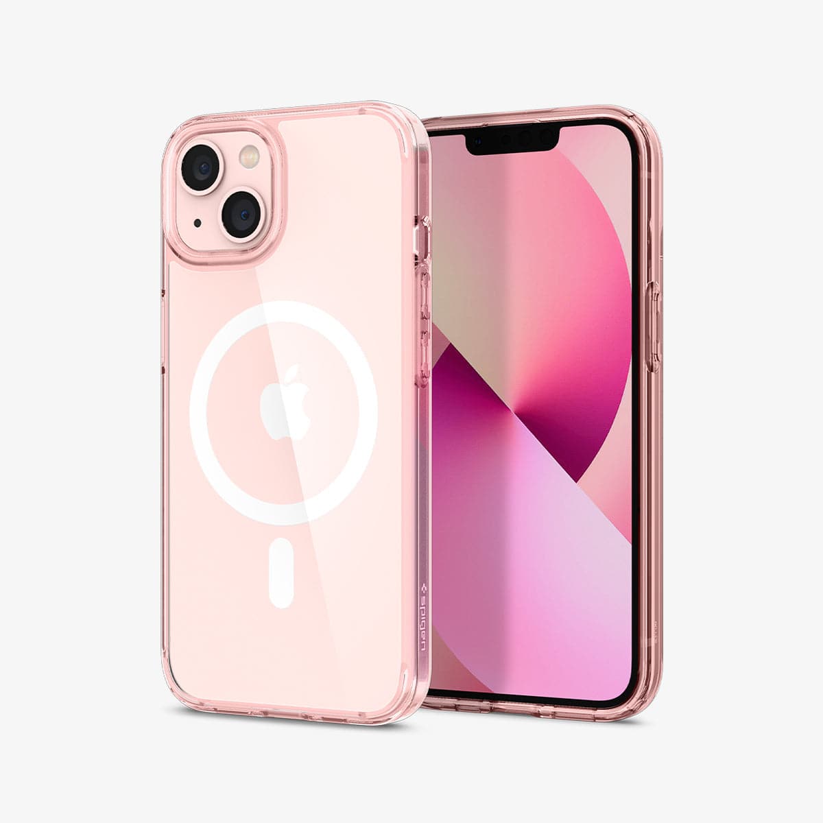 ACS03530 - iPhone 13 Case Ultra Hybrid Mag Safe Compatible in rose crystal showing the back and front