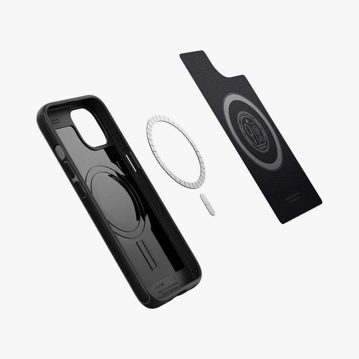 ACS03680 - iPhone 13 Mini Case Mag Armor in black showing the inside with magnetic rings