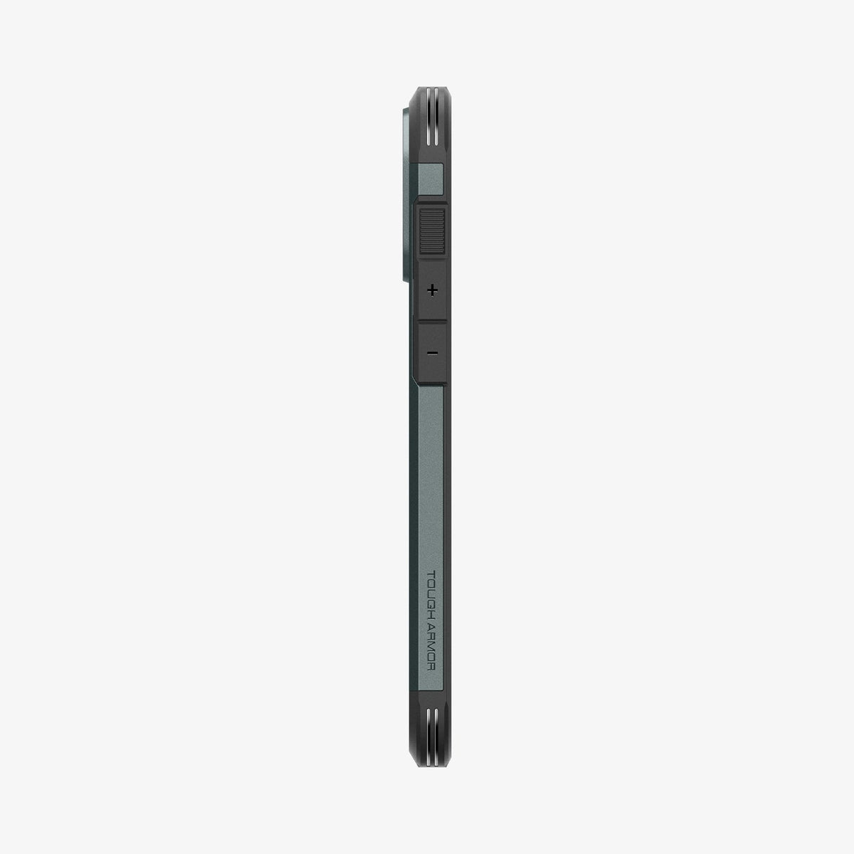 ACS08148 - iPhone 16 Pro Case Tough Armor AI (MagFit) in Abyss Green showing the side with volume buttons