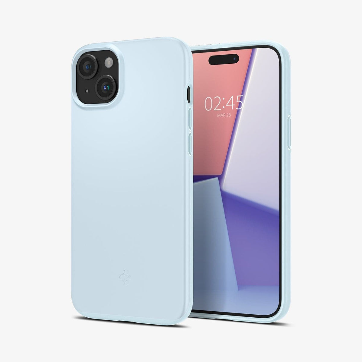 ACS06781 - iPhone 15 Case Thin Fit in mute blue showing the back and front