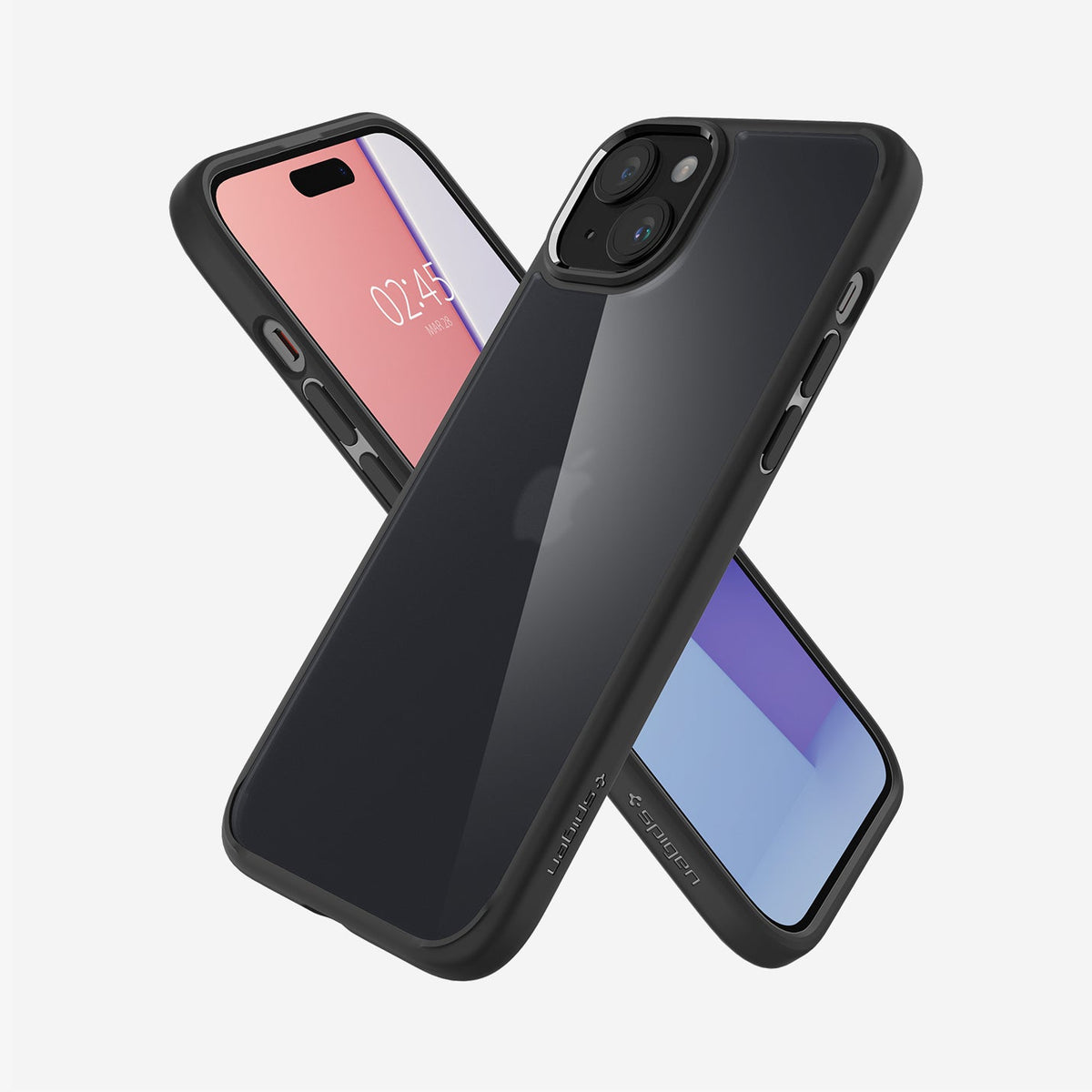 ACS06797 - iPhone 15 Plus Case Ultra Hybrid in Frost Black showing the back, side, and front