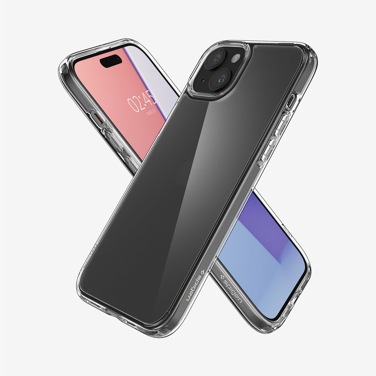 ACS06796 - iPhone 15 Case Ultra Hybrid in Frost Clear showing the back, side, and front