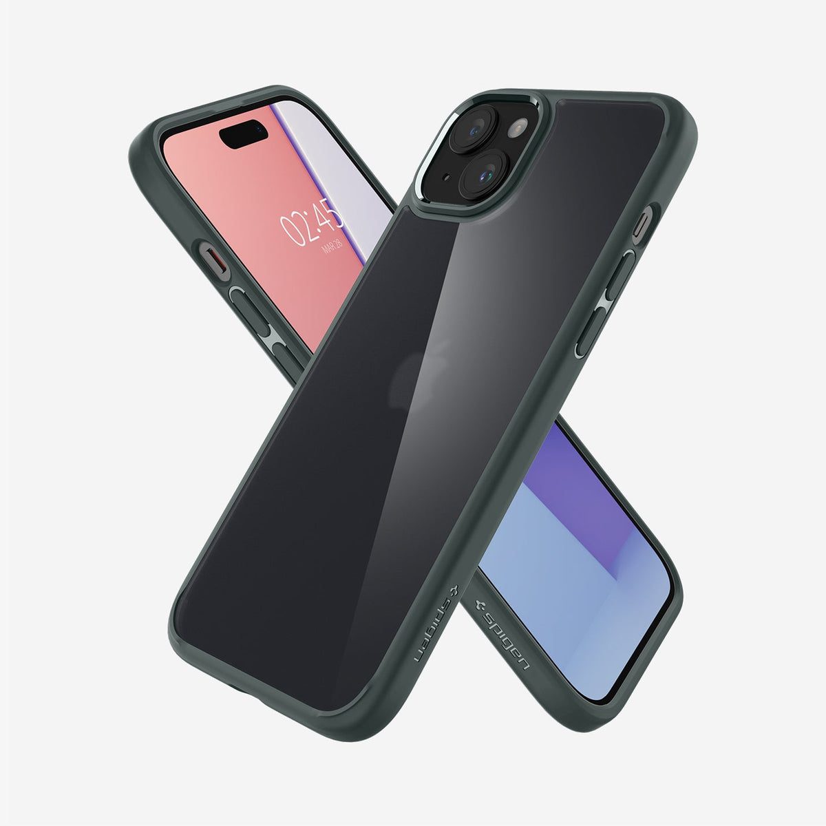 ACS06798 - iPhone 15 Case Ultra Hybrid in Frost Green showing the back, side, and front