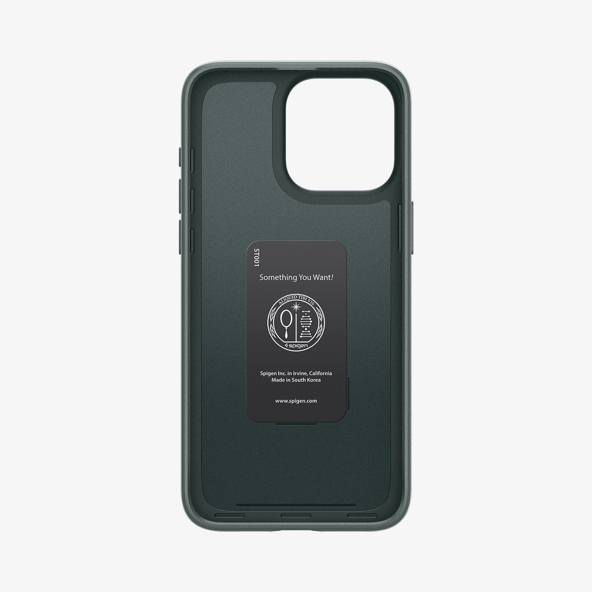 ACS06690 - iPhone 15 Pro Case Thin Fit in abyss green showing the inside of case