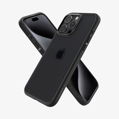 ACS06709 - iPhone 15 Pro Case Ultra Hybrid in Frost Black showing the back, side, and front