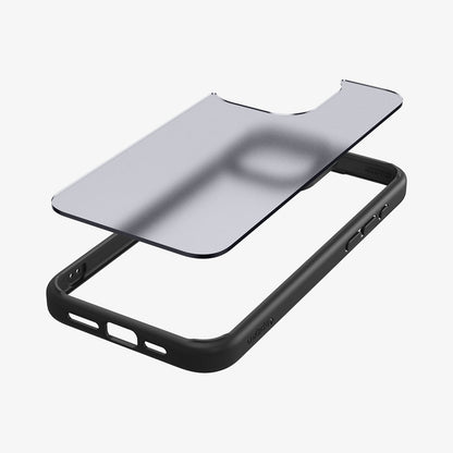 ACS06709 - iPhone 15 Pro Case Ultra Hybrid Frost black showing the back and highlighting the frosted back