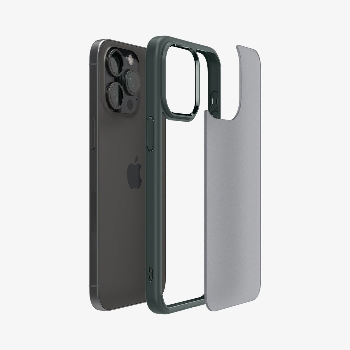 ACS06710 - iPhone 15 Pro Case Ultra Hybrid in frost green showing the back with multiple layers of case hovering away from the device