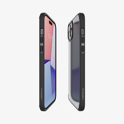 ACS06656 - iPhone 15 Plus Case Ultra Hybrid in Frost black showing the back, side, and front