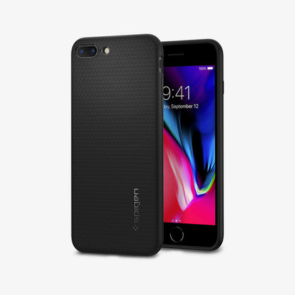043CS20525 - iPhone 8 Plus Case Liquid Air in Black showing the back and front