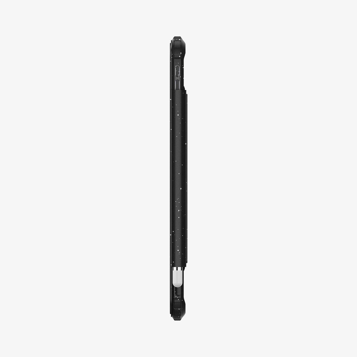 ACS05941 - iPad 10.9" Case Ultra Hybrid Pro in speckled black showing the side with volume controls