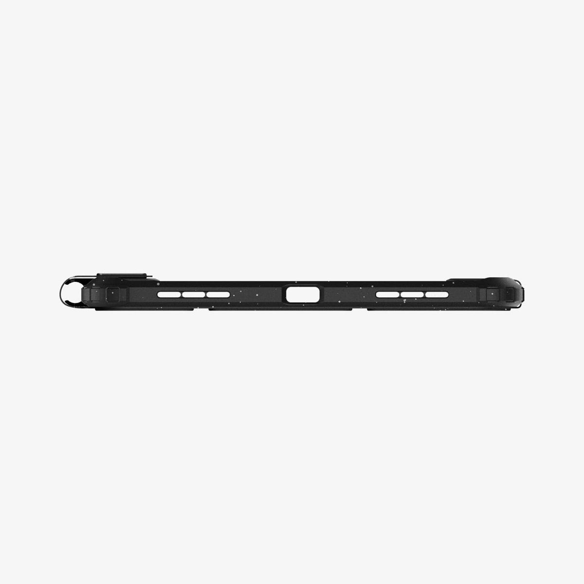 ACS05941 - iPad 10.9" Case Ultra Hybrid Pro in speckled black showing the bottom with precise cutouts