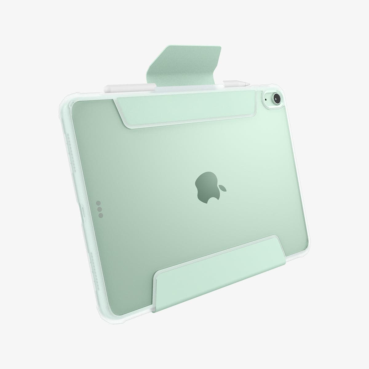 ACS02700 - iPad Air 10.9" (2022 / 2020) Case Ultra Hybrid Pro in green showing the back and bottom with cover flap open