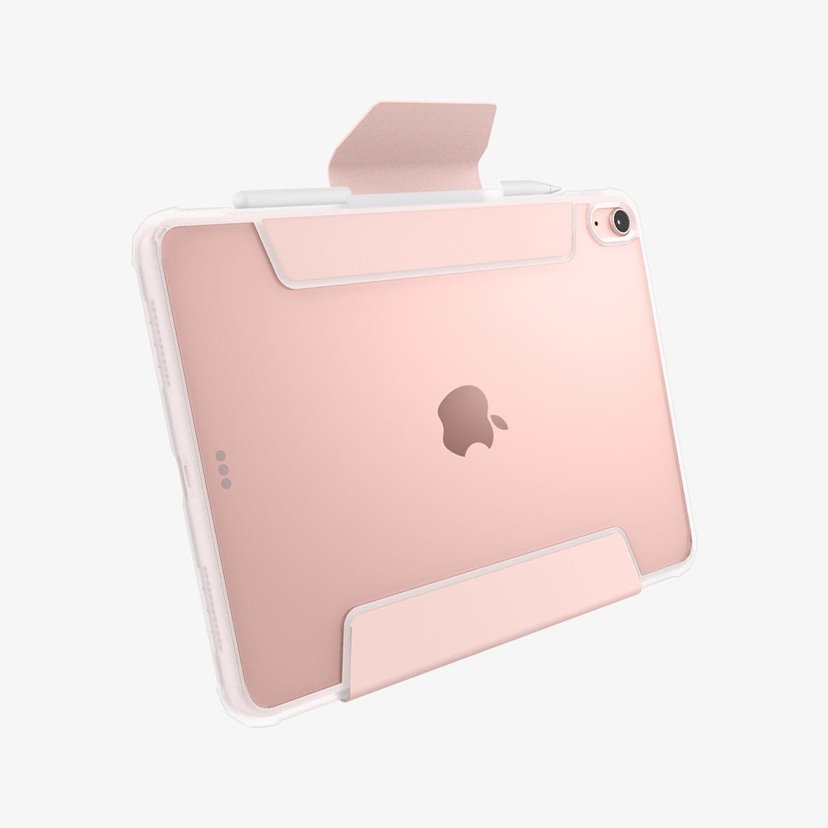 ACS02699 - iPad Air 10.9" (2022 / 2020) Case Ultra Hybrid Pro in rose gold showing the back and bottom with cover flap open