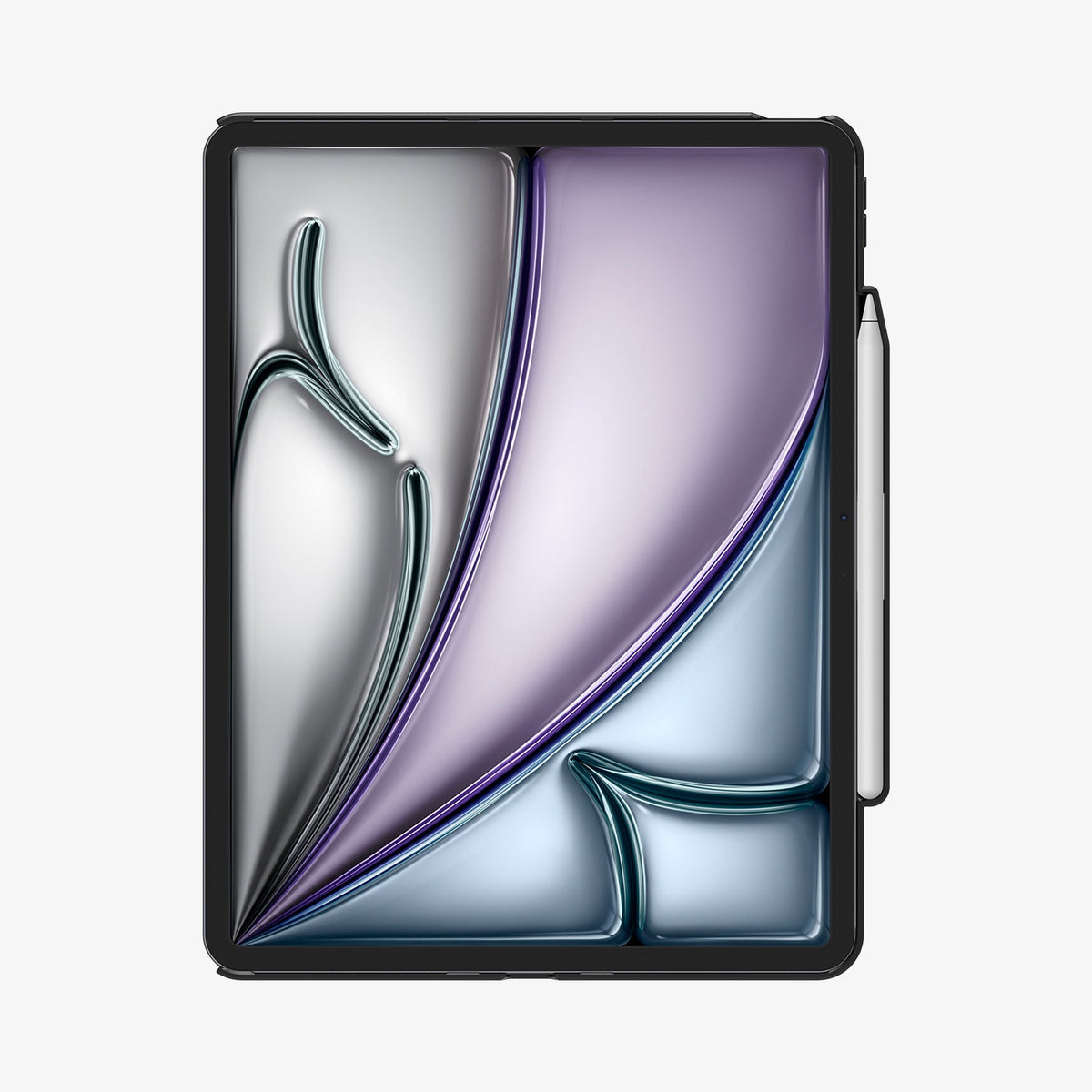 ACS07757 - iPad Air 11-inch (2024) Case Enzo Aramid in Black showing the front with stylus pen attached