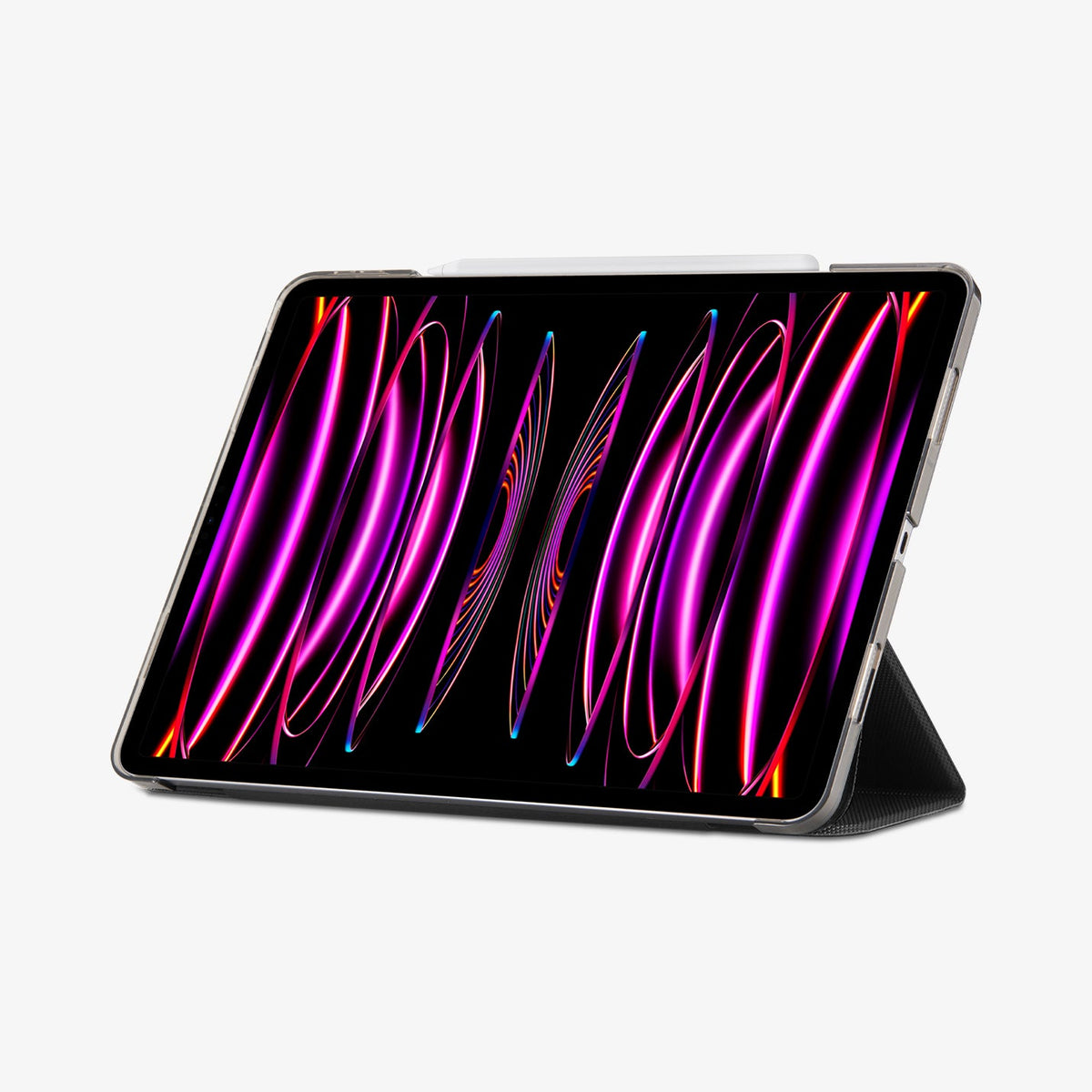 ACS05466 - iPad Pro 11" (2022/2021/2020/2018) Case Liquid Air Folio in black showing the front with device propped up by built in kickstand