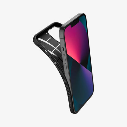 ACS03519 - iPhone 13 Case Liquid Air in black showing the side and flexible back