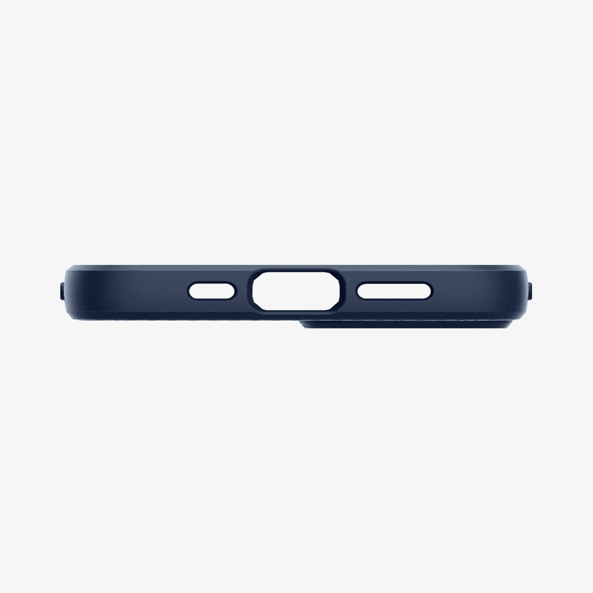 ACS03520 - iPhone 13 Case Liquid Air in navy blue showing the bottom with precise cutouts