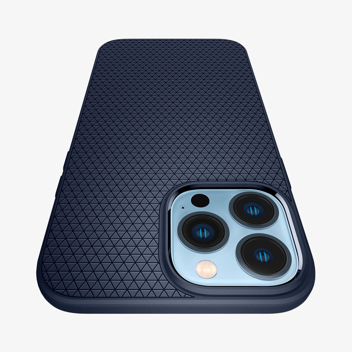 ACS03202 - iPhone 13 Pro Max Case Liquid Air in navy blue showing the back and top with a closeup of the camera