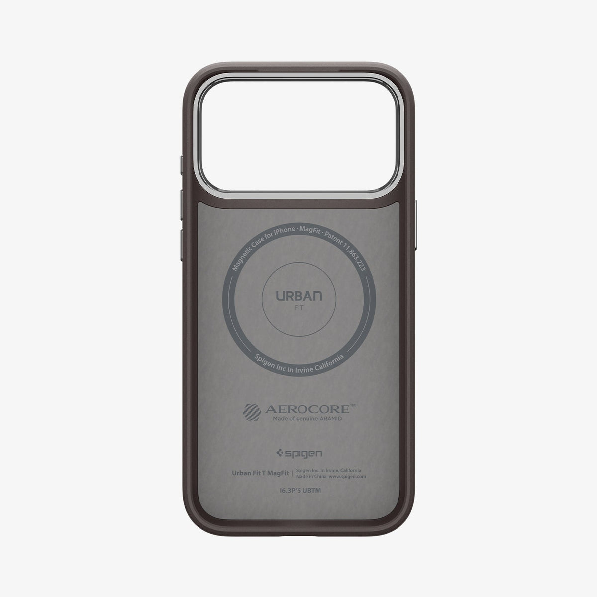 ACS09641 - iPhone 17 Pro Urban Fit T (MagFit) in Mocha Brown showing the inside of case