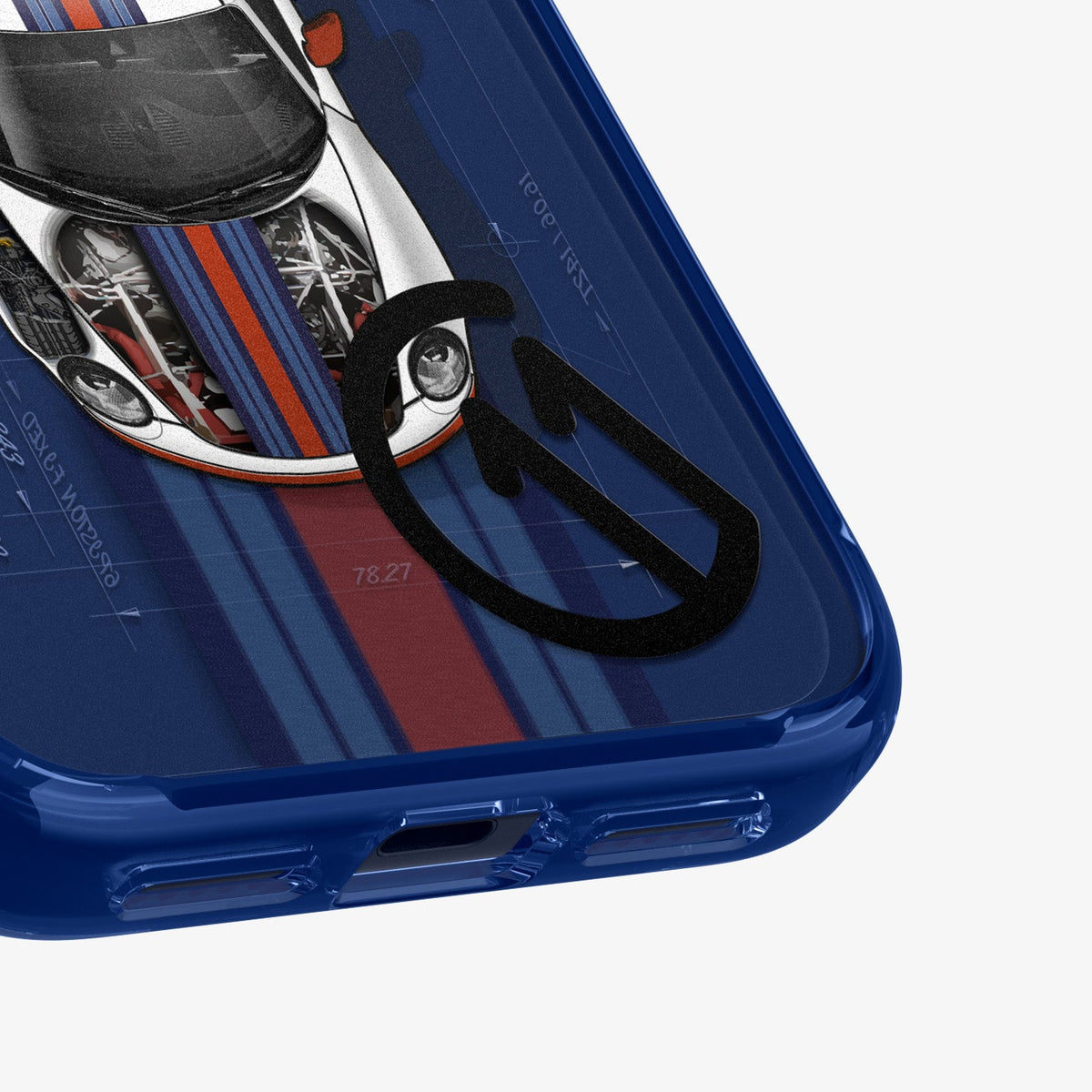 ACS10412 - iPhone 17 Pro Case c11 Le Mans Edition (MagFit) showing the back zoomed in on c11 logo