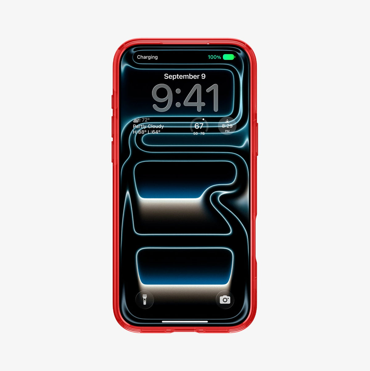 ACS11413 - Spigen C11 Blast iPhone 17 Pro case in Red front view showing bold red bumper frame