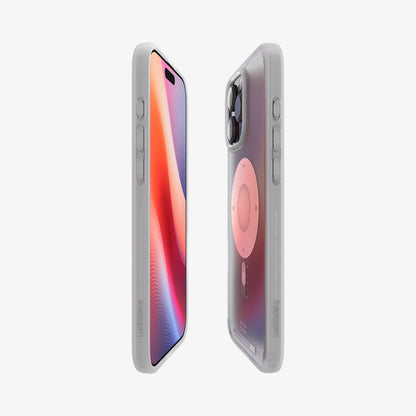 ACS08139 - iPhone 16 Pro Case Ultra Hybrid Classic (MagFit) in Classic Silver showing the partial back, partial front and sides