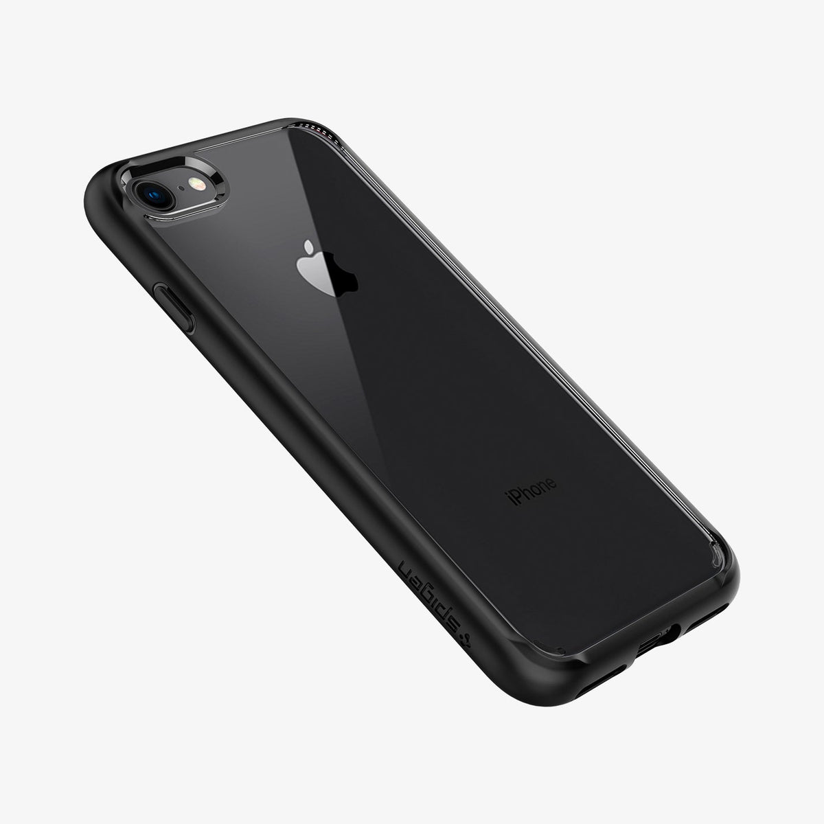 042CS20926 - iPhone SE Ultra Hybrid case in black showing the angled back