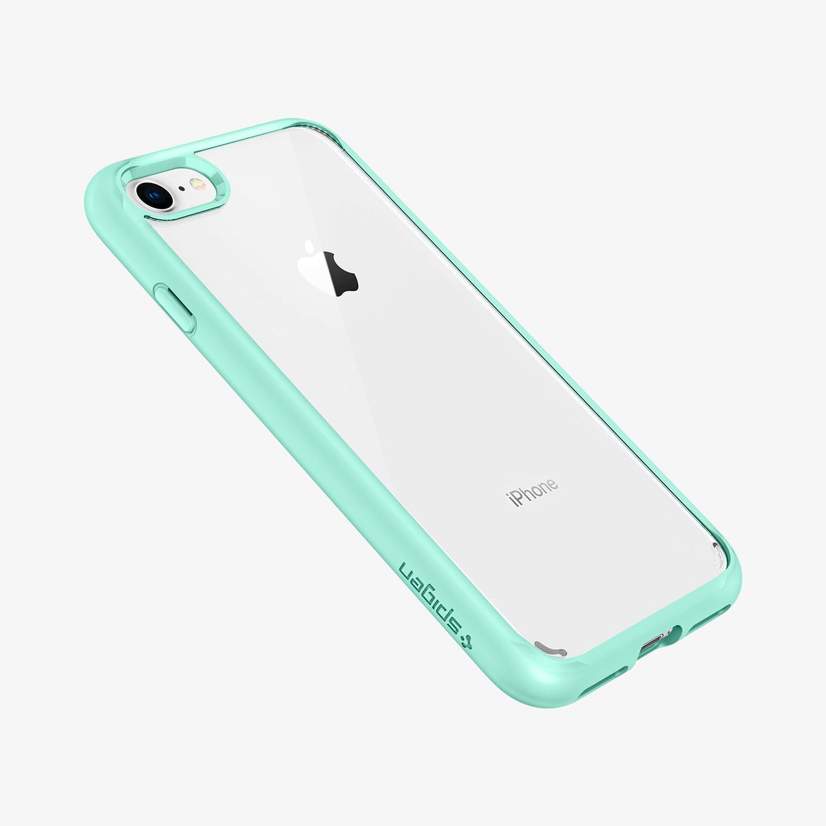 042CS20925 - iPhone SE Ultra Hybrid case in mint showing the angled back