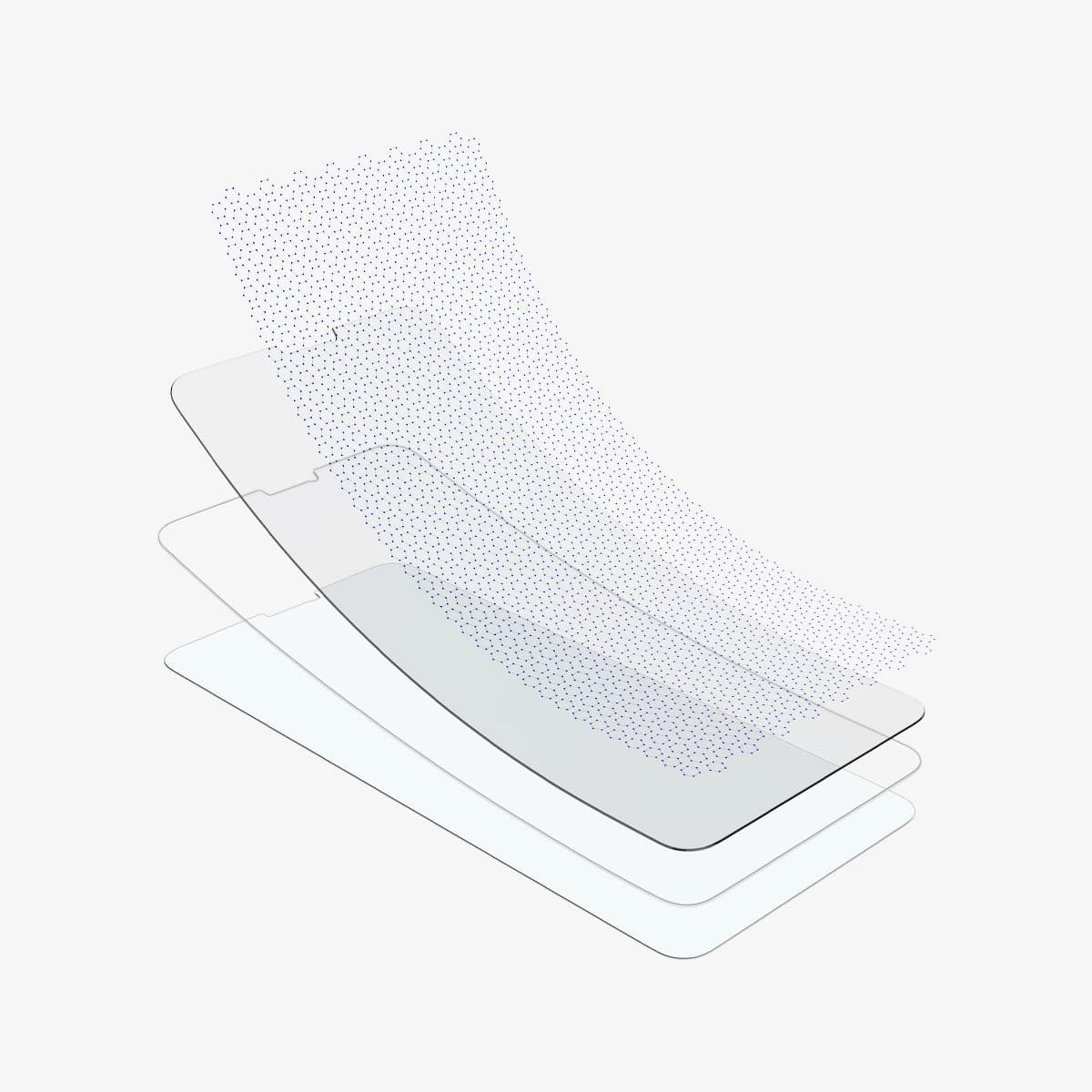 064GL25166 - iPhone XR Screen Protector GLAS.tR EZ Fit showing the multiple layers of screen protector