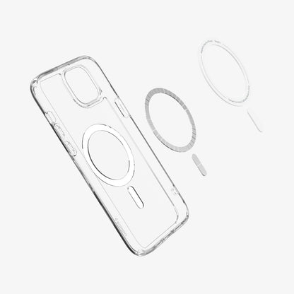 ACS06660 - iPhone 15 Plus Case Ultra Hybrid (MagFit) in white showing the inside magnetic ring layers