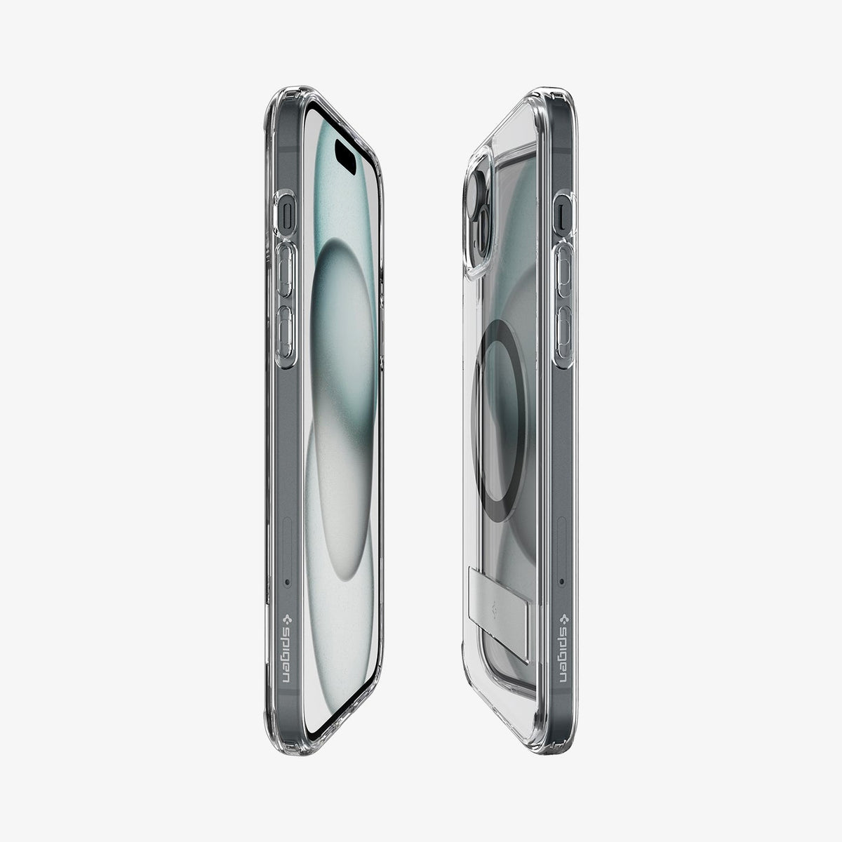 ACS06808 - iPhone 15 Case Ultra Hybrid S (MagFit) in black showing the sides, partial front and back