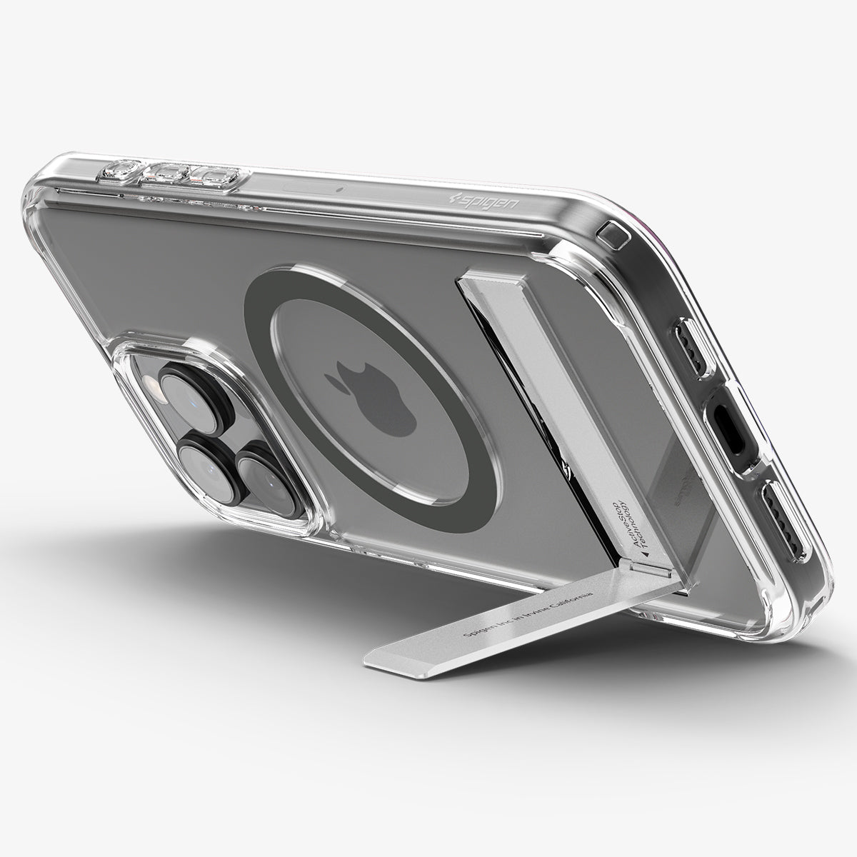 ACS08010 - iPhone 16 Pro Max Case Ultra Hybrid S (MagFit) in Graphite showing the back, partial sides and bottom, propped up with a built-in kickstand