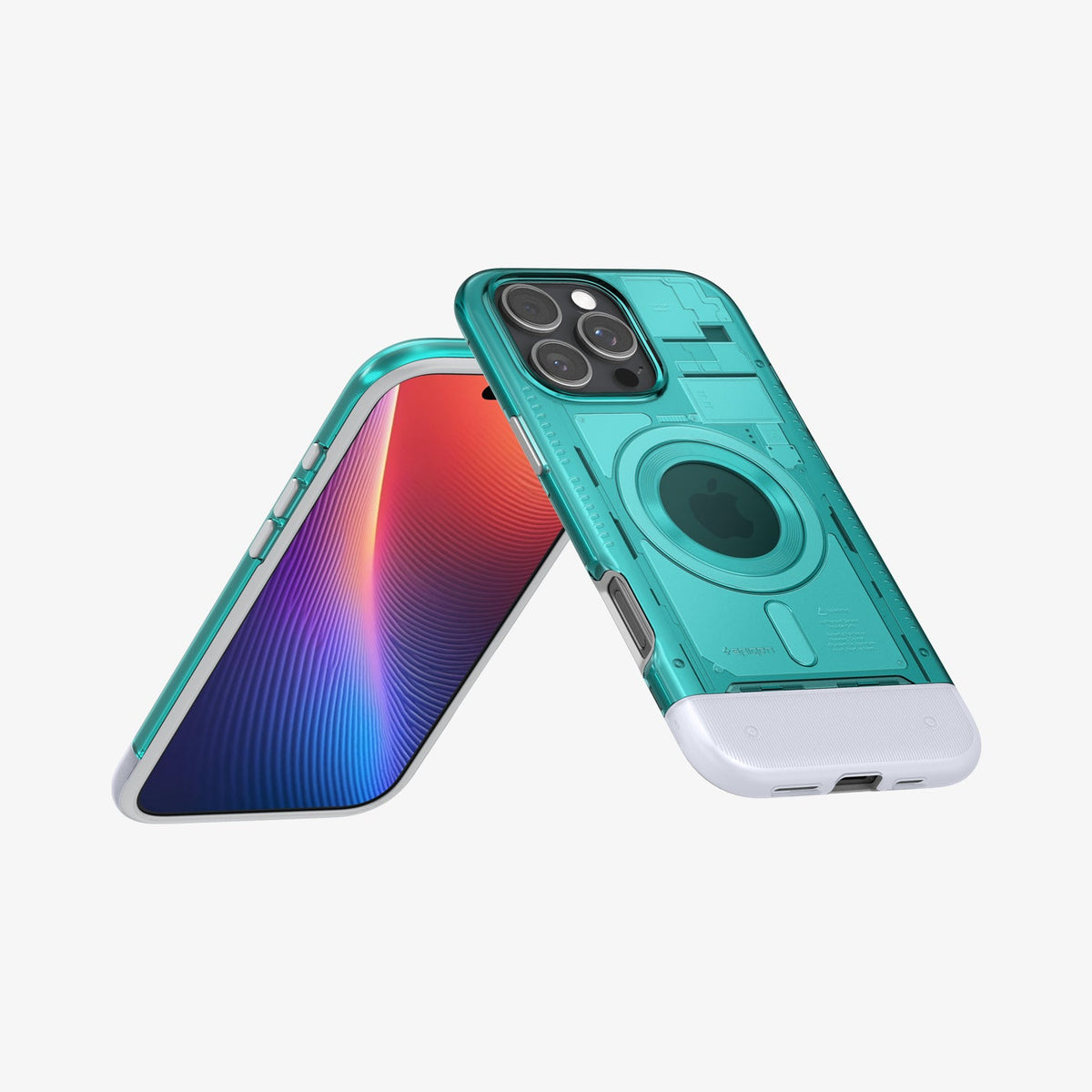 ACS08153 - iPhone 16 Pro Case Classic C1 (MagFit) in Bondi Blue showing the back, front, partial sides and bottom